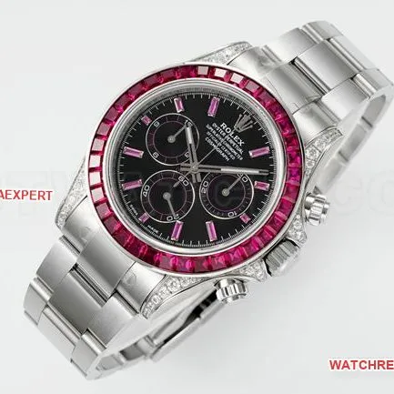 collectible watch DaytonaPPM factory Rolexblack dial moissanite diamond bezelside live photo