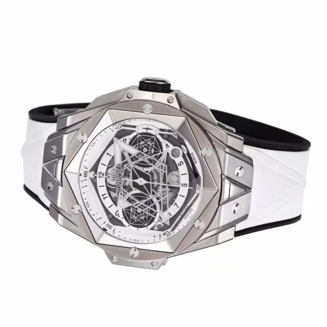 top-tiersuper cloneBBFHublot watch brand new Hublot most popular white steel model side view