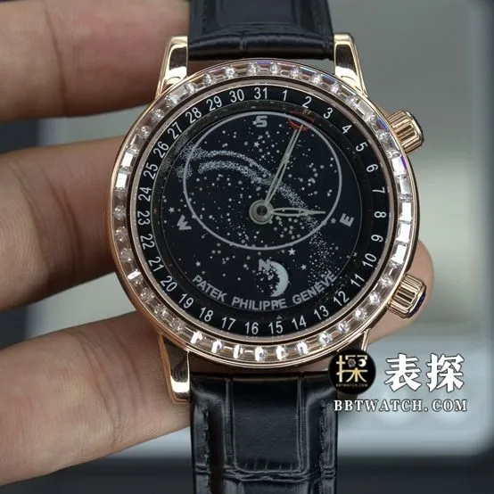YL factory Patek Philippe super complex function timepiece top-tier 1:1super watch starry sky black dialleather strap model pictures and prices clasplive photos