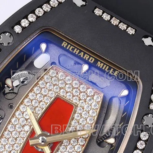 Richard Mille collectible watch ZF Factory black ceramic red plate diamond mechanical watch RM07-1caseback live photo