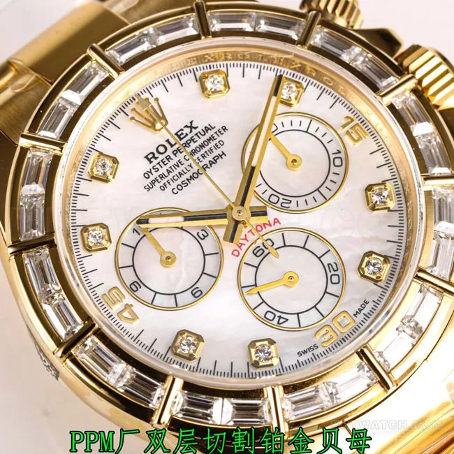 top-tier watch DaytonaPPM factory Rolex white mother-of-pearl dial 4130 mechanical side live photo