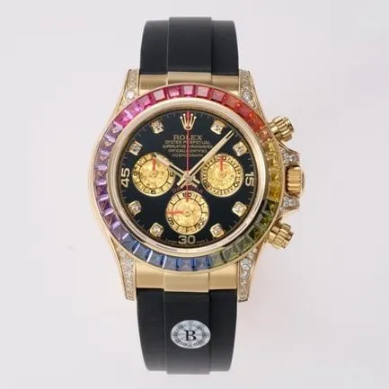 top-tier replicaRolex men's black dialrubber strap new Daytona automatic movement watch front view