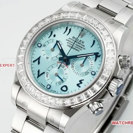 1:1replica watch DaytonaPPM factory Rolex ice blue dial Middle East time scale Moissanite diamond bezelfront live photo