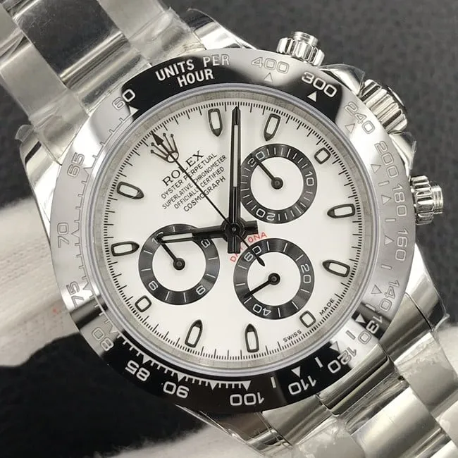 Rolextop-tier watch fully automatic movement men's white dialsteel bracelet watch front view