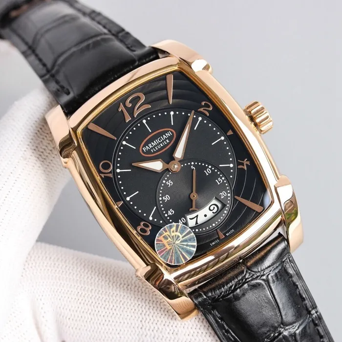 Top-tier watch Parmigiani Fleurier men's gold plate KALPA series fully automatic movementleather strap watch front view