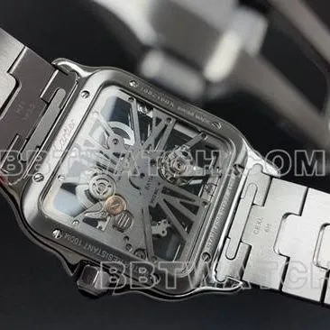 watch CartierMLF factory Santos blue hollow disc mechanical front live photo