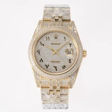 Side view of TW factory top-tier replicaRolex men's white dial gold band Datejust series 18k automatic movement watch