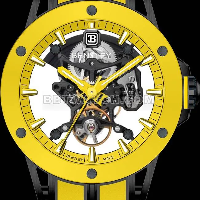 top-tier watch Bentley BL-62 peak yellow rubber braceletfront live photo