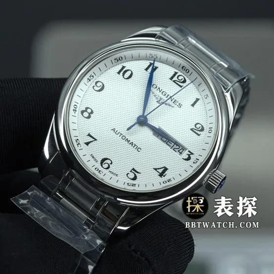 KL factory Longines famous craftsman top-tier high-quality watch pictures and prices white dial blue needle steel bracelet caseback live photo