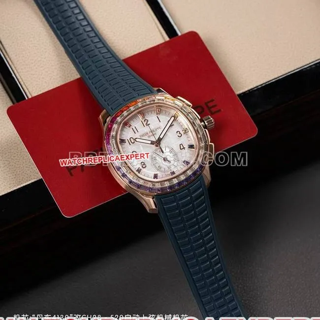 top-tier watch PPM factory Patek PhilippeAquanaut mechanical blue rubber braceletside live photo