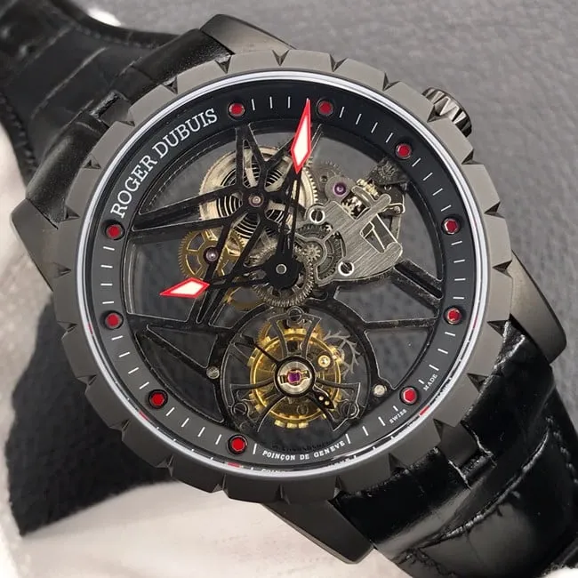 BBR factory top-tier watch Roger Dubuis manual winding tourbillon men's black dialleather strap watch leather strap picture