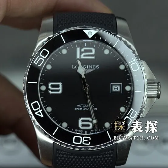 ZF FactoryLongines Concas top-tier watch men's black dial rubber model pictures and prices side live photo