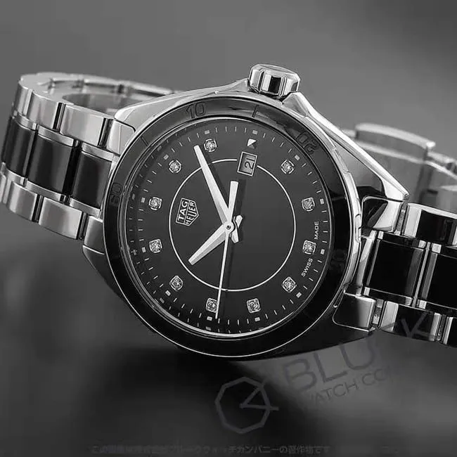 Original watch TAG Heuer women's quartzblack dialsteel bracelet diving series watch front view