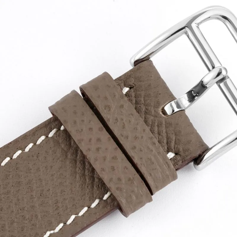 Hermès ladies' watchtop-tier replicaHeureH series quartz square fashion watch dark gray braceletwhite dial side view