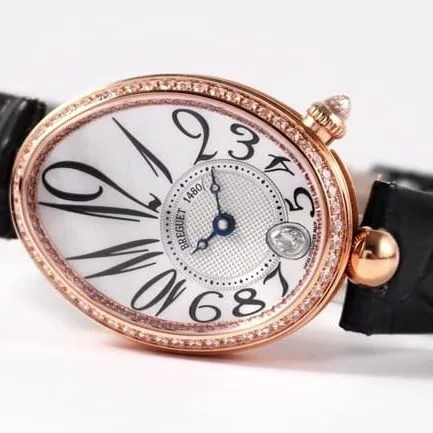 ZF Factorytop-tier watch Breguet ladies white dial black belt Queen of Naples series leather strap watch front view