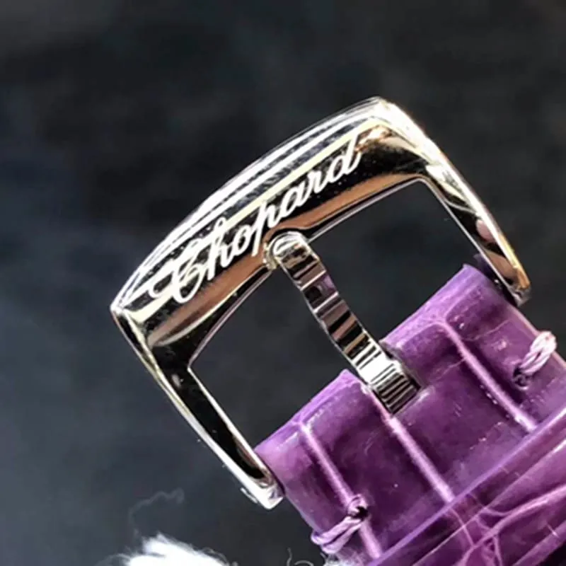 Top-tier watch Chopard women's 36MM mechanical real diamond leather strap watch side view