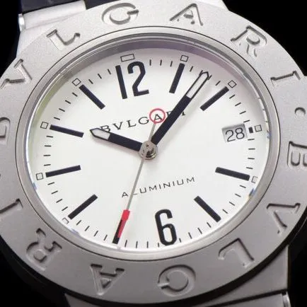 Side view of Bvlgari Aluminum series co-branded white steel men's watch