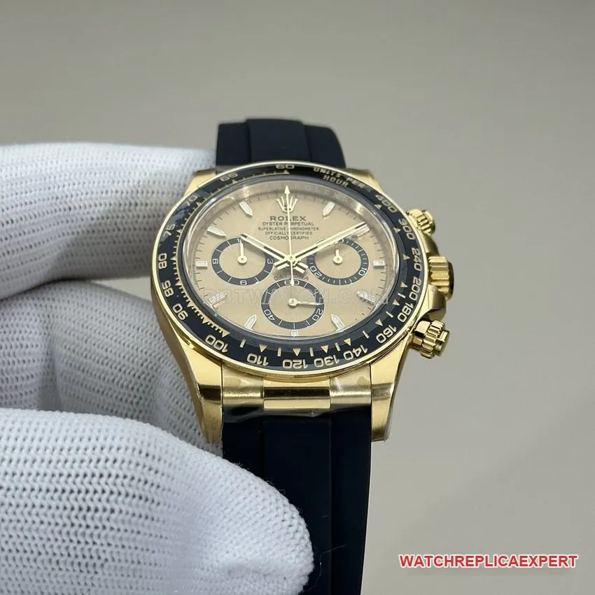 Clean FactoryRolexDaytona1:1super gold plate full gold rubber model 126518clasplive photos