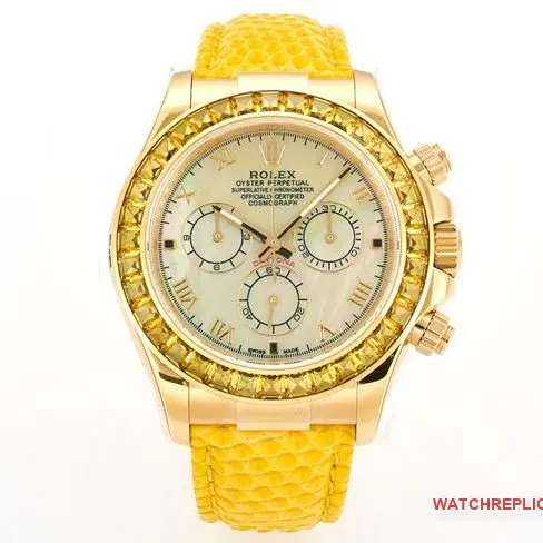 collectible watch Rolex Daytona yellow mother-of-pearl disc diamond bezel116519caseback live photo