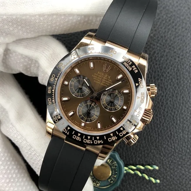 Rolextop-tier watch Daytona latest men's brown disc rubber strap mechanical watch clasp picture