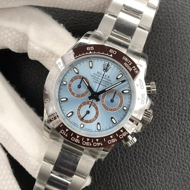 Rolextop-tier watch men's blue dialsteel bracelet universe chronograph Daytona automatic movement watch side view