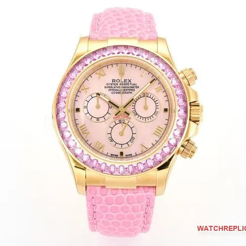 top-tier watch RolexDaytona pink mother-of-pearl discdiamond bezel116519caseback live photo