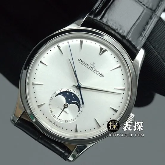 AZ factory master Jaeger-LeCoultre1:1replica watch silver dialmoon phaseleather strap model 1368430side live photo