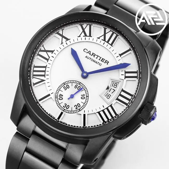 top-tier watch Cartier Kalibo series men's white dialsteel bracelet automatic movement watch detail shots