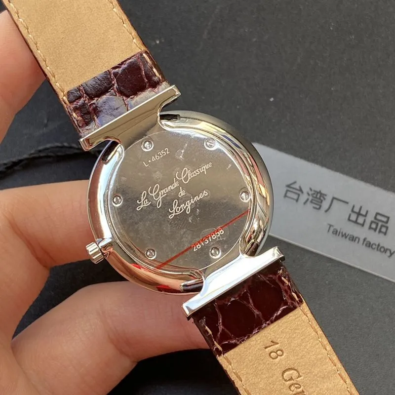 Longinestop-tier watch ultra-thin Jialan series boutique couple watch quartzwhite dialleather strap watch clasp picture