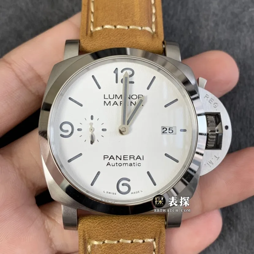 TTF factory Panerai Lumino watch men's white dialleather strap model pictures and prices side live photo