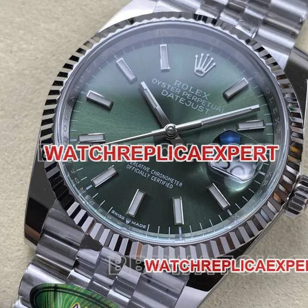 Rolex collectible watch ARF FactoryDatejustgreen dial36mm steel bracelet model side live photo