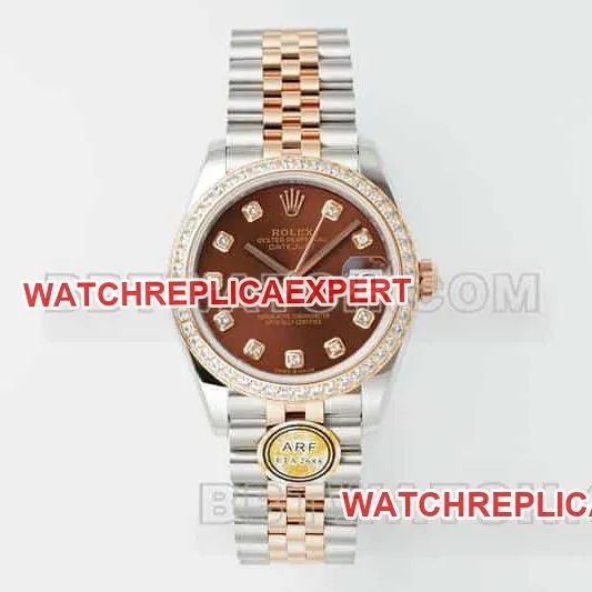 ARF FactoryRolex log 1:1top-tier brown disc diamond bezel31mm intergold five-lattice chain link278381side live photo