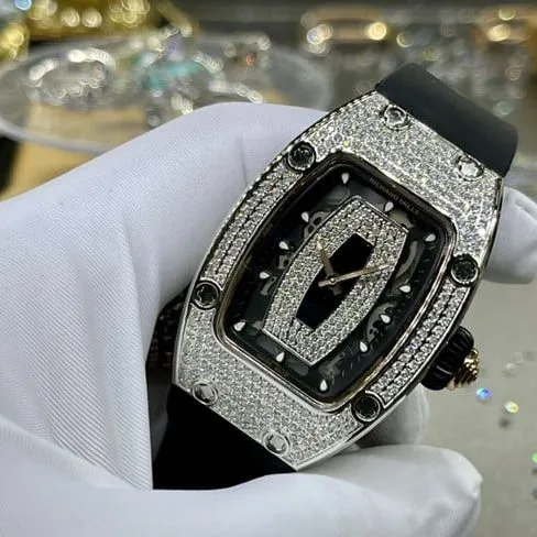 Richard Milletop-tier watch South Africa real diamond ladies black dial black belt automatic movement watch front view
