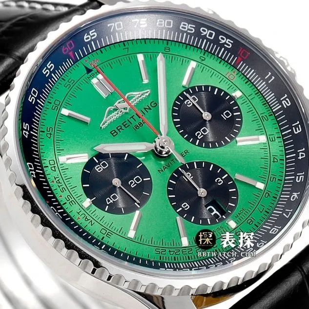 BLS Aviation Chronograph 1 Breitling collectible watches mint green disk belt model AB0138241L1P1 side actual picture