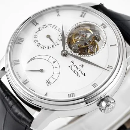 JBF FactoryBlancpaintop-tiersuper watch men's white dial black belt mechanical classic full series tourbillonleather strap watch clasp picture
