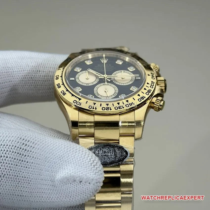 Clean FactoryRolexDaytonatop-tier 1:1super cloneblack dial all gold steel bracelet model 126508side live photo