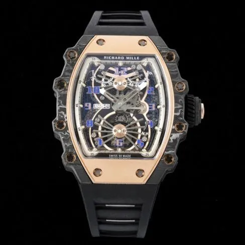 top-tier super cloneRichard Millerose gold creates a real wrist aircraft RM 21-01 aerodynamic tourbillon watch detail shots