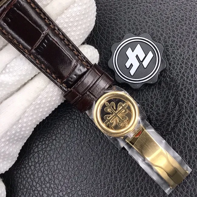 ZF Factorytop-tier watch Patek Philippe men's white dial brown belt automatic movement classical 5153 series leather strap watch leather strap picture