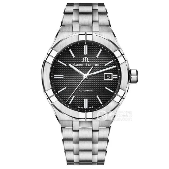 Maurice Lacroix top-tier black dial patterned Paris stud steel bracelet model AI6008clasplive photos