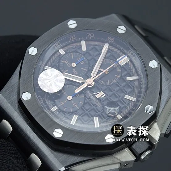 JF factory Audemars PiguetRoyal Oak26402CBtop-tier watch men's black dial rubber model pictures and prices front live photo