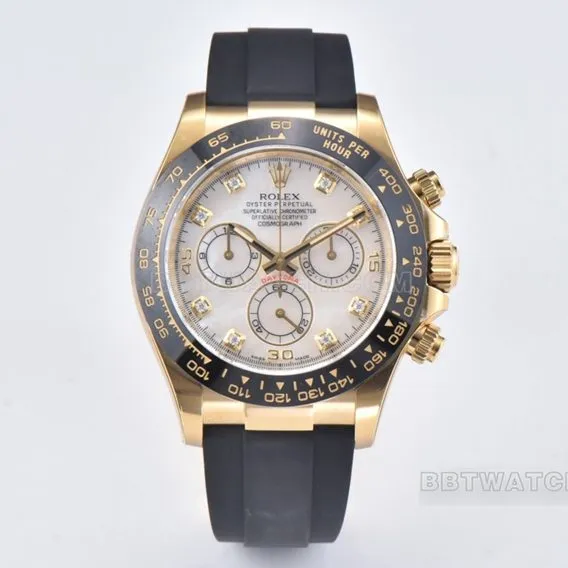 Factory C RolexDaytona1:1super mother-of-pearl disc yellow gold rubber model m116518ln-0045caseback live photo