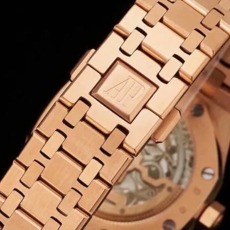 top-tier watch Audemars PiguetRoyal Oak15202rose gold plate black bottom men's watch super two-pin mechanical movement side view
