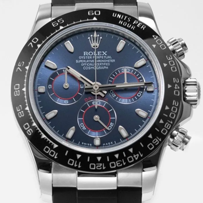 Top-tier watch Rolex men's blue dial Cosmograph Daytona watch side view