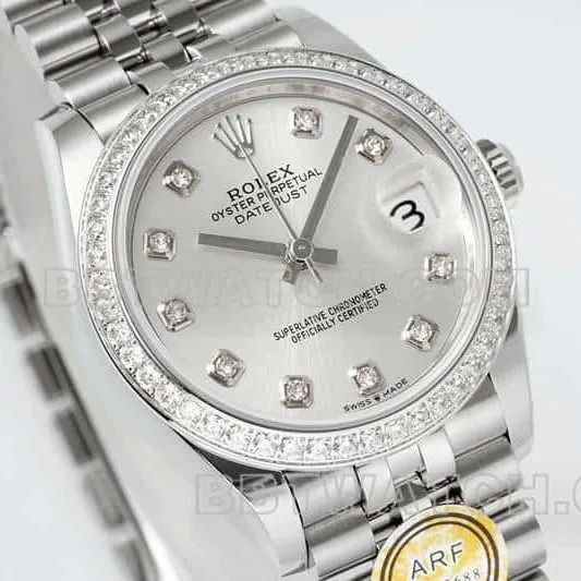 ARF FactoryRolex log 1:1top-tier silver gray plate 31mm five grid link 278384side live photo