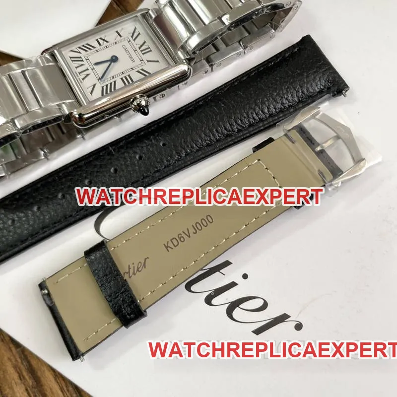 Cartier watch tank white dial blue steel hands mechanical steel bracelet caseback live photo