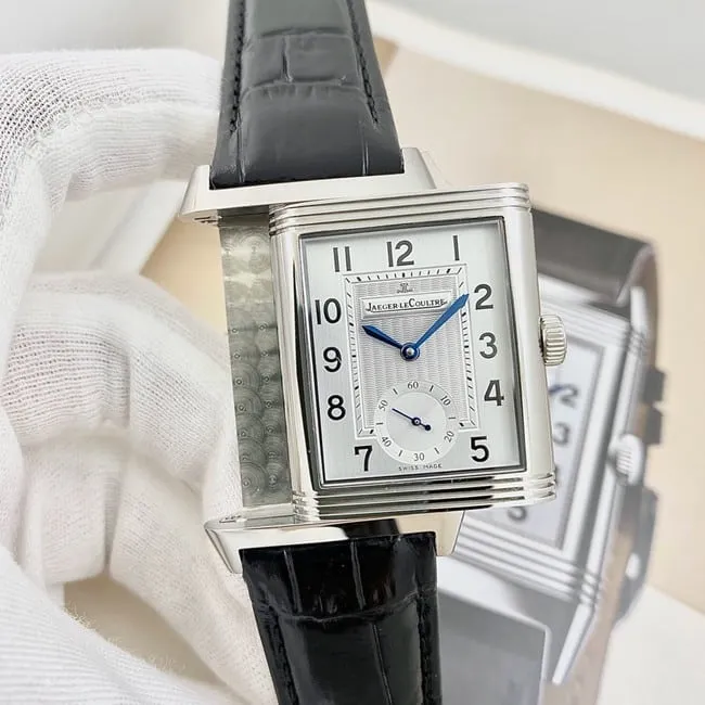 Jaeger-LeCoultretop-tier watch men's black dial black belt flip series leather strap watch side view