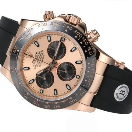 top-tier replicaRolex men's brown plate rubber strap popular model Cosmograph Daytona mechanical watch side view