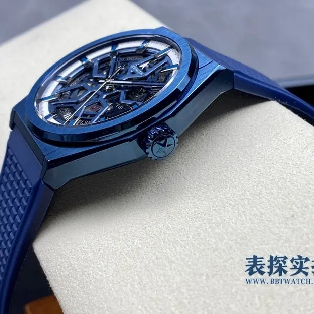 LF DEFY Zenith 1:1replica watch blue hollow mechanical rubber model 49.9003.670/51.R793movement picture