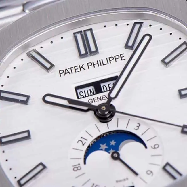top-tier watch Patek Philippe men's white dialsteel bracelet5726 series watch side view