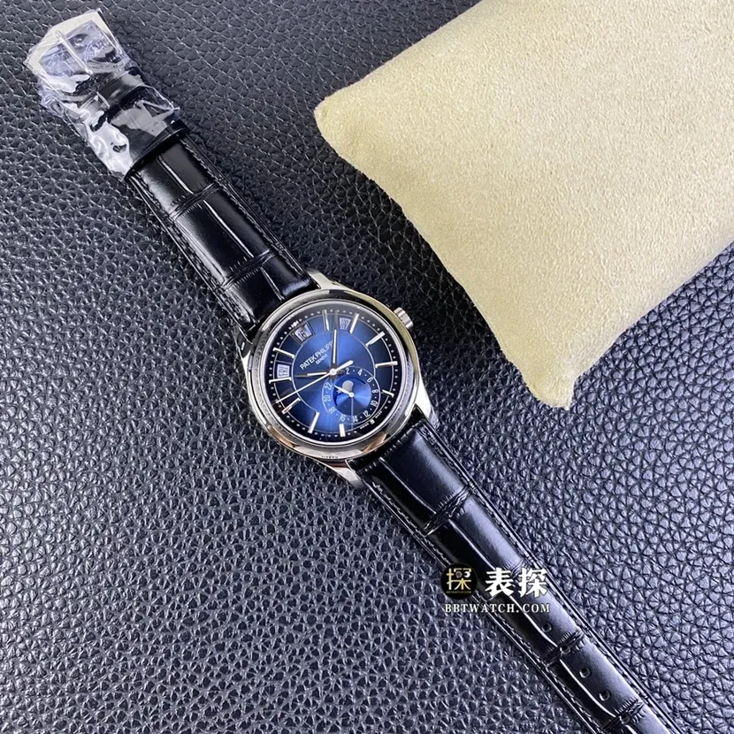 GR factory Patek Philippe complex function timepiece 5205G-013top-tier 1:1high-quality watch men's blue dialleather strap model pictures and prices caseback live photo